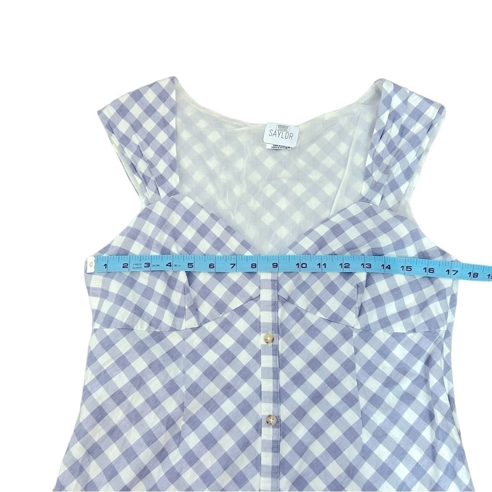 Saylor Hadleigh Lavender & White Gingham Mini Dress Preppy Cottagecore 90s Sz XL - Picture 13 of 15